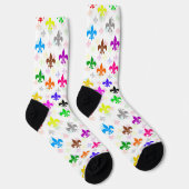 Weiße Farbgestaltung Fleur-de-lis Muster Socken (Rechts)