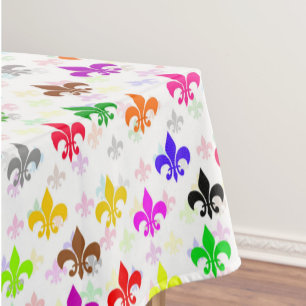 Weiße Farbgestaltung Fleur-de-lis Muster Tischdecke