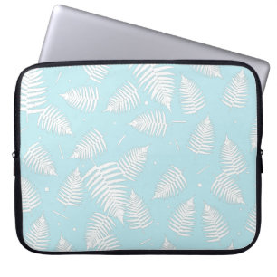 Weiße Farnpflanzen-Blattmuster-Laptoptasche Laptopschutzhülle