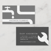 Weiße Faucet & Rohre Klempnergraue Visitenkarte (Vorne/Hinten)