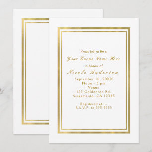 Weiße & Faux-Folie Gold Chic Elegante Einladungen