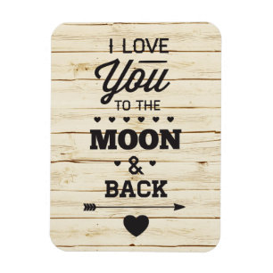 Weiße Faux-Holz-Liebe dich bis zum Mond Magnet
