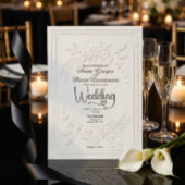 Weiße Faux-Prägung Floral Relief Formal Hochzeit  Einladung