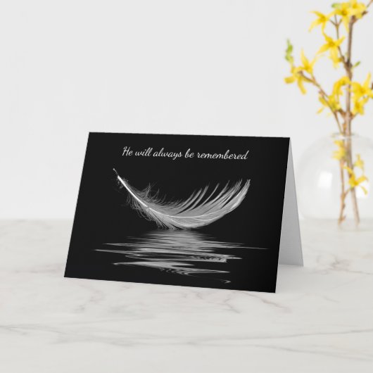 Weiße Feder am Beileid Karte (Gelbe Blume)