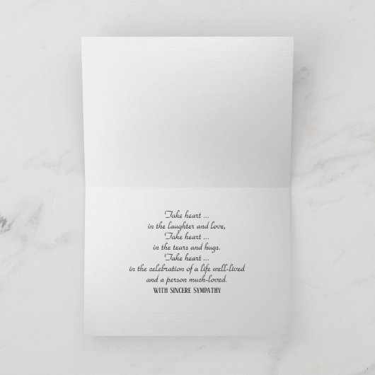 Weiße Feder am Beileid Karte (Innenseite)