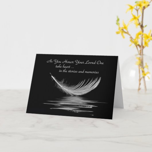 Weiße Feder am Beileid Karte (Gelbe Blume)