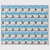 Weiße Feder auf einem Strandsteinmann Geschenkpapier (Flach)