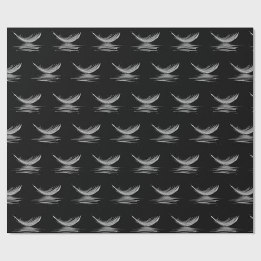 weiße Feder auf schwarz Geschenkpapier (Flach)