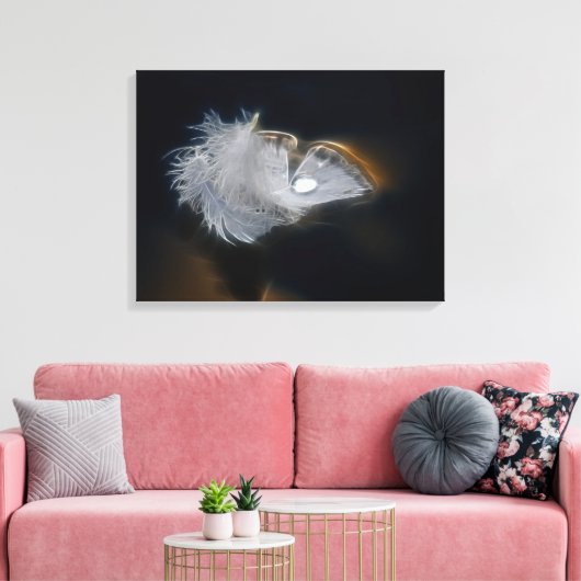 Weiße Feder mit Regenschirm Leinwanddruck (Insitu (Wohnzimmer))