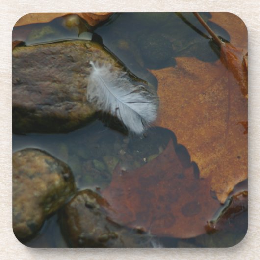 Weiße Feder Untersetzer (Vorderseite)