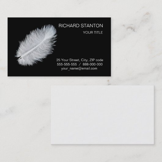 Weiße Feder Visitenkarte (Vorne/Hinten)