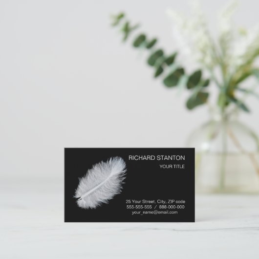 Weiße Feder Visitenkarte (Stehend Vorderseite)