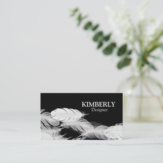 Weiße Feder Visitenkarte (Stehend Vorderseite)