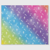 Weiße Federn auf Regenbogen Geschenkpapier (Flach)