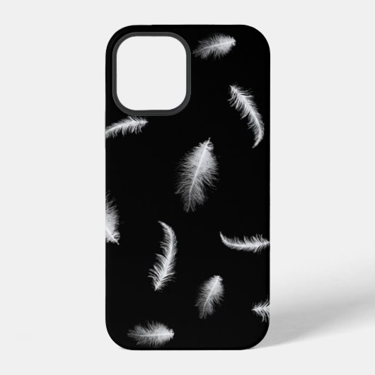 Weiße Federn auf schwarzem Case-Mate iPhone Case Hülle (Rückseite)