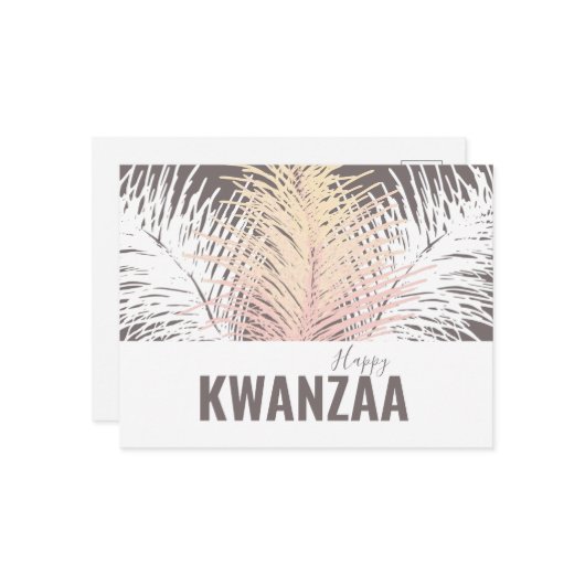 Weiße Federn Black Holiday Happy Kwanzaa Postkarte (Vorderseite/Rückseite Beispiel)
