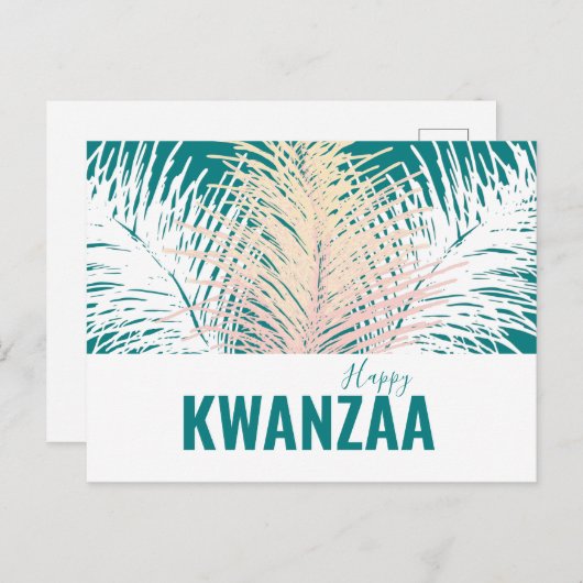 Weiße Federn Black Holiday Happy Kwanzaa Postkarte (Vorne/Hinten)