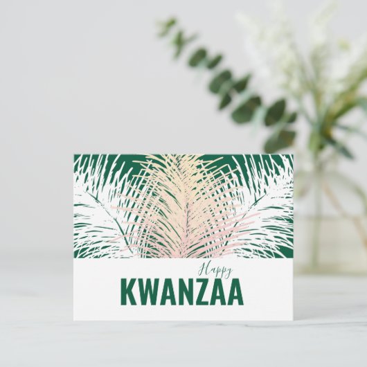 Weiße Federn Black Holiday Happy Kwanzaa Postkarte (Stehend Vorderseite)