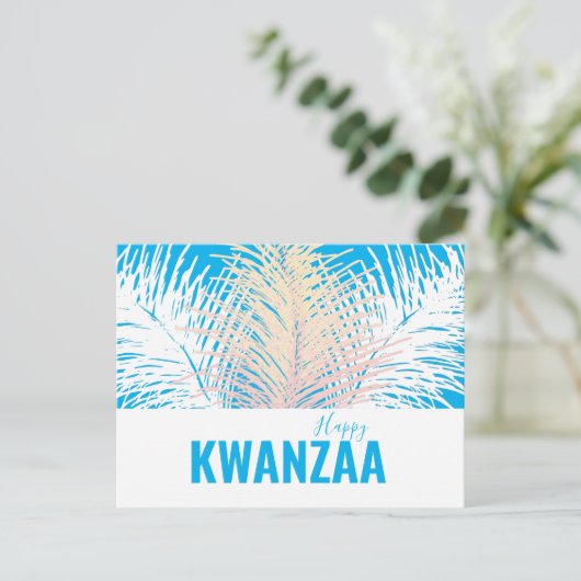 Weiße Federn Black Holiday Happy Kwanzaa Postkarte (Stehend Vorderseite)