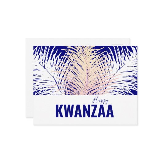 Weiße Federn Black Holiday Happy Kwanzaa Postkarte (Vorderseite/Rückseite Beispiel)