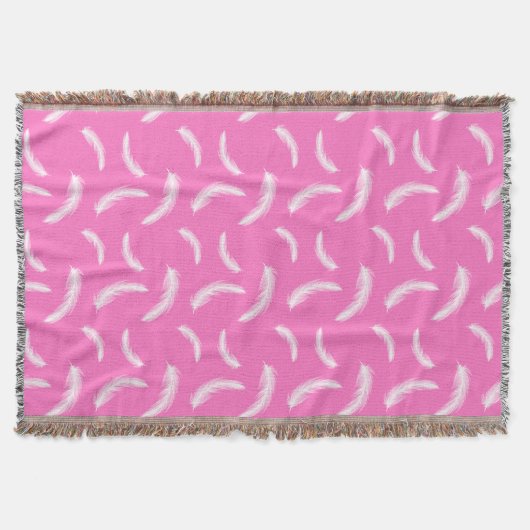Weiße Federn Girly Pink Boho Stil Indianer Decke (Vorderseite)