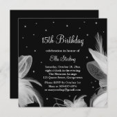 Weiße Federn im Abend Einladung zum Geburtstag (Vorne/Hinten)