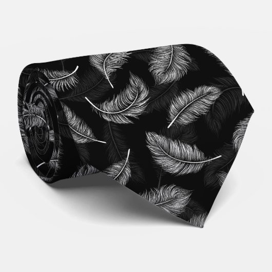 Weiße Federn Krawatte (Gerollt)