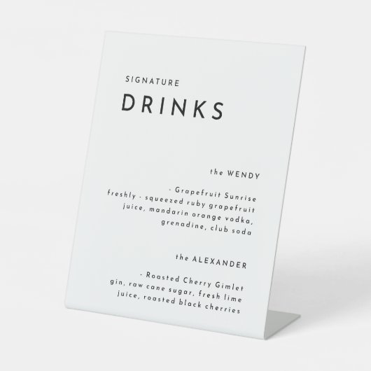 Weiße, feine Brautsignaturgetränke Sockelschild (Vorderseite)