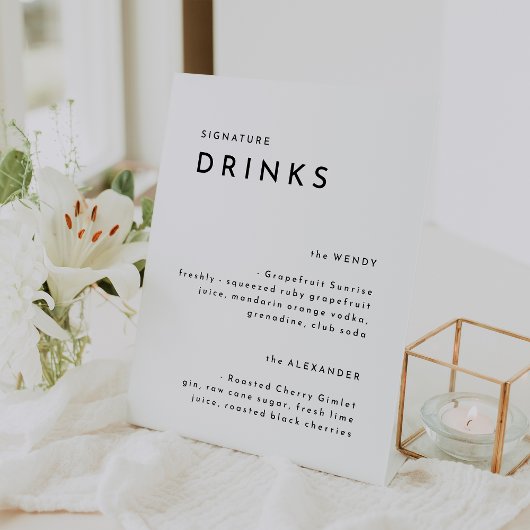 Weiße, feine Brautsignaturgetränke Sockelschild