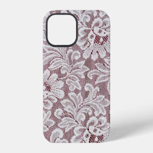 Weiße feine elegante Spitzentextur mit nahtloser S iPhone 12 Hülle