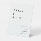 Weiße, feine Hochzeitskarten und Geschenke Sockelschild (Vorderseite)