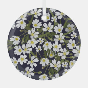 Weiße Feldblumen: Vintage-Muster. Ornament Aus Glas