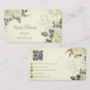 Weiße feminine Aquarell-Blumen-Eventplanerin Visitenkarte
