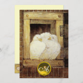 WEISSE FENSTER-DOVEN,WEDGEM-MONOGRAMM,braun Einladung (Vorne/Hinten)