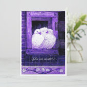 WEISSE FENSTER IM BLAUEN FENSTER, Hochzeitsfeier Einladung (Stehend Vorderseite)