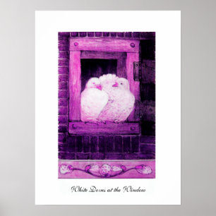 WEISSE FENSTER, lila violette Farbe pink Poster