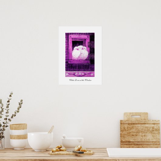 WEISSE FENSTER, lila violette Farbe pink Poster (Küche)