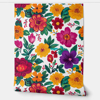 Weiße Fiesta Floral Extravaganza Tapete