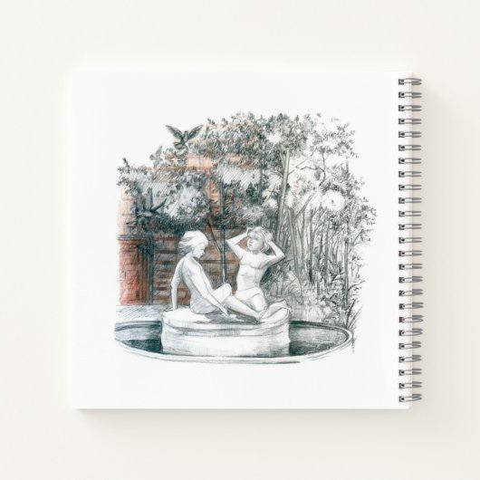 Weiße Figuren der Mädchen des städtischen Springbr Notizblock (Rückseite)