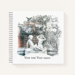 Weiße Figuren der Mädchen des städtischen Springbr Notizblock