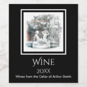 Weiße Figuren der Mädchen des städtischen Springbr Weinetikett (Einzelnes Label)