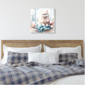 Weiße, flauschige blaue Mit Augen Katze in einem F Leinwanddruck (Insitu (Schlafzimmer))