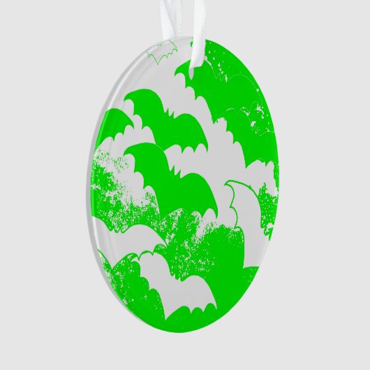 Weiße Fledermäuse in Fliegengrün Ornament (Vorderseite)