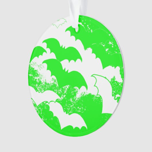 Weiße Fledermäuse in Fliegengrün Ornament (Vorderseite)