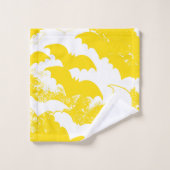 Weiße Fledermäuse in Fluggelb Badhandtuch Set (Waschlappen)