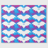 Weiße Fledermäuse und Bohnen blau rosa Geschenkpapier (Flach)