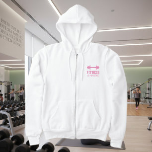 Weiße Fleece mit Reißverschluss Fitness für Frauen Hoodie
