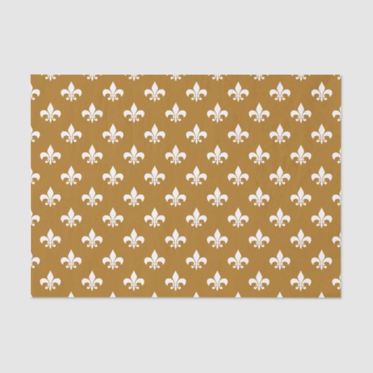Weiße Fleur-de-lis auf Matte Gold Seidenpapier (Vorderseite)