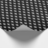 Weiße Fleur-de-lis auf schwarz Geschenkpapier (Ecke)