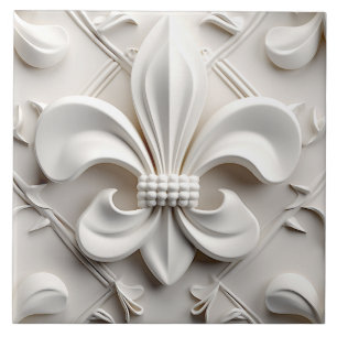 Weiße Fleur De Lis Keramikfliese